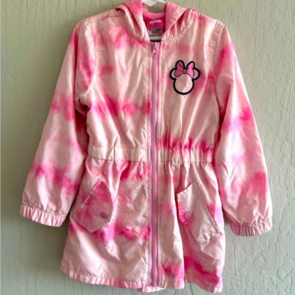 Disney Mini Pink Tie-Dye Hooded Rain Jacket with Bow Detail